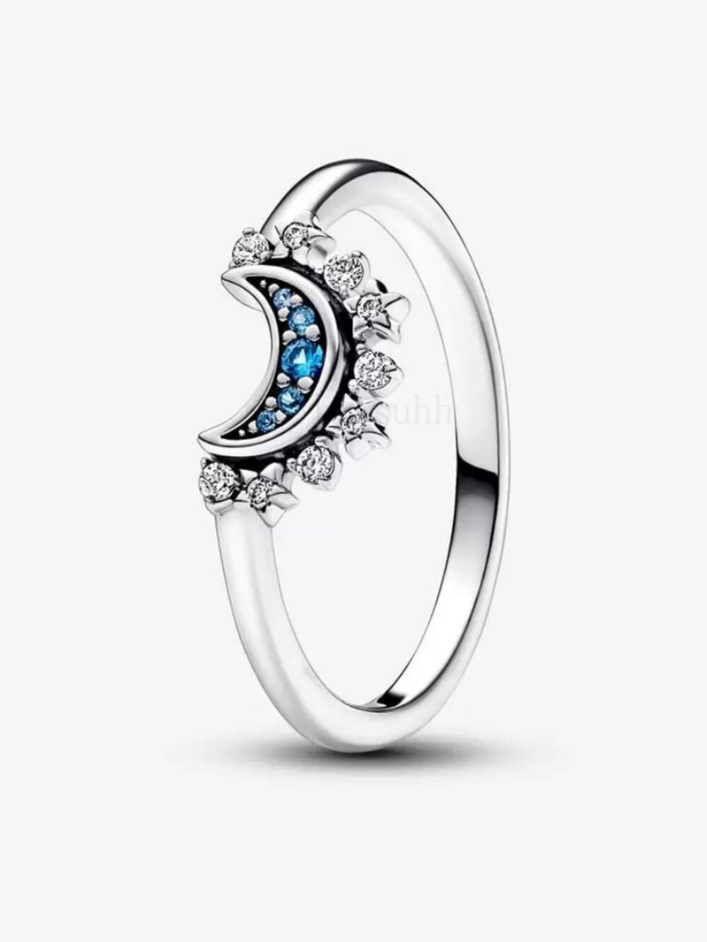 Pandora Celestial Blue Sparkling Moon Ring